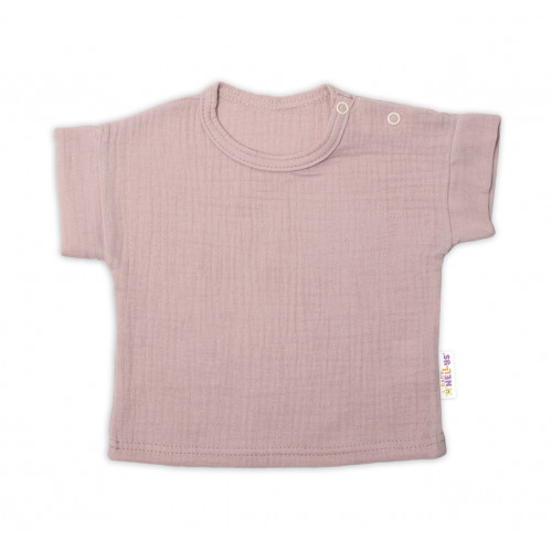 Baby Nellys 2-dielna mušelínová súpravička, tričko + kraťasky BOY, béžová, veľ. 62