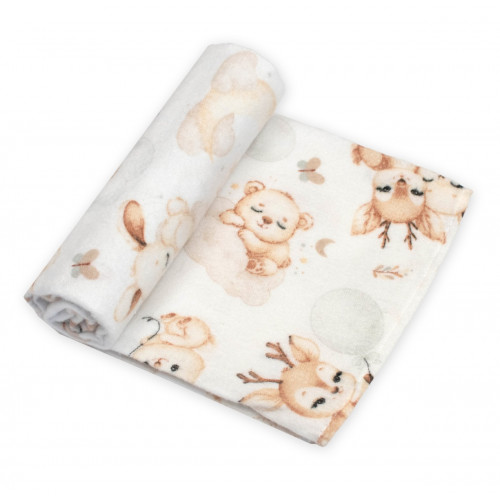 Flanelová plienka, 70x80 cm - Sny zvieratiek, biela/béžová