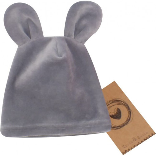 Z&Z Velúrová, semišková čiapočka s uškami Teddy, sivá