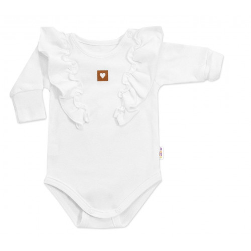 Rastúce body NATURE, dlhý rukáv s volánikmi, bavlna, biele, veľ. 56/62