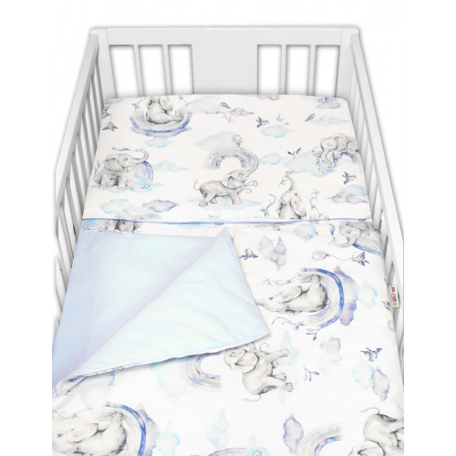 6-dielna výhod. sada s darčekom pre bábätko Baby Nellys, 135x100 Slon a dúha, modrá/biela