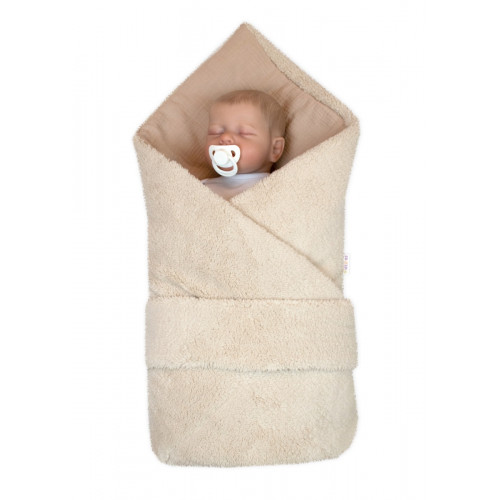 Luxusná obojstranná zavinovačka/deka/podložka so stuhou, béžová