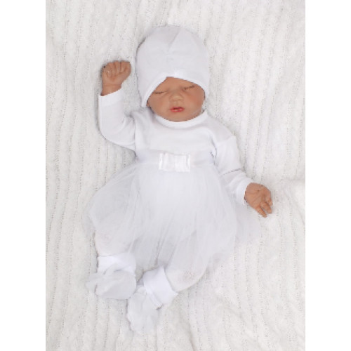 Z & Z 5-dielna súpravička sukničkobody, pančuchy, čiapka,čelenka, topánki - biela, veł. 86