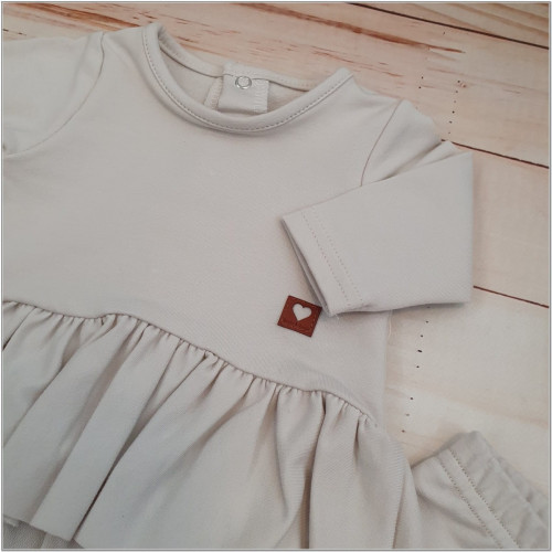 Bavlnená sada, 3D, tunika, legíny, turban - sv. béžová