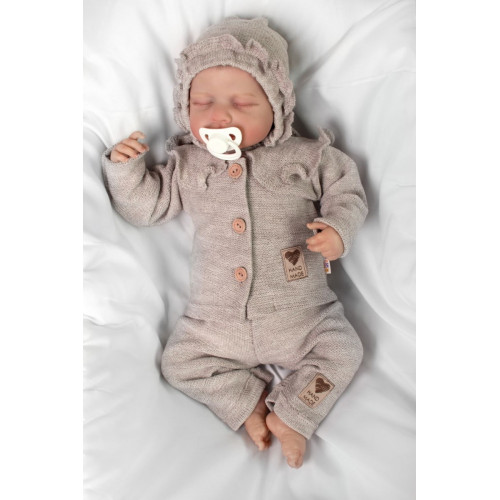 Pletené nohavice Hand Made Girl, Baby Nellys, béžové, veľ. 62