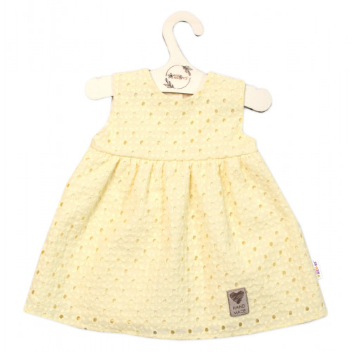 Baby Nellys Ľahké Handmade šatičky Madeira, žlté, veľ. 104