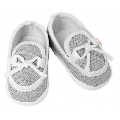 Dojčenské capáčky/topánočky mokasíny, Baby Nellys, sivé,veľ. 68/74, 12,5cm