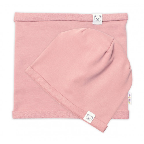 Čiapka s nákrčníkom bavlna, Little Bear, Baby Nellys, púdrová