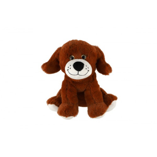 Pes/Psík sediaci hnedý plyš 23cm v sáčku 0+