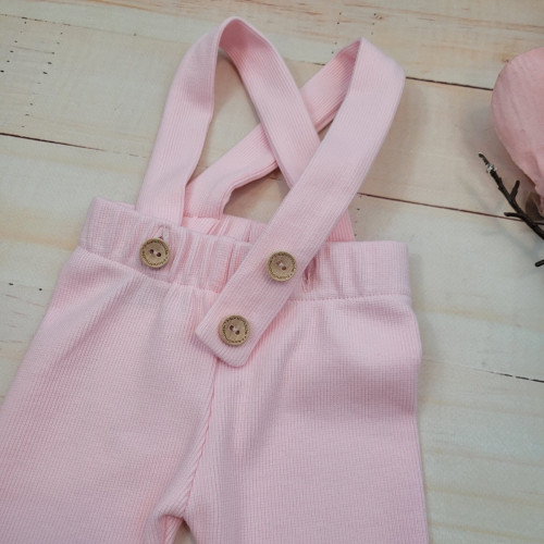 Rebrované rastúce legíny s trakmi na gombíky - sv. ružové, veľ. 68/74