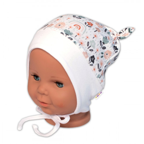 Baby Nellys Dojčenská čiapočka uzlíček na zaväzovanie - Palouček, biela