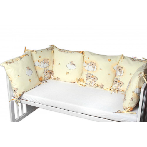 Vankúšikový mantinel Baby Nellys, Medvedík na rebríku - žltý