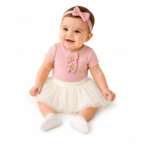 2D sada - body s krátkym rukávom Boho + tutu suknička cream, veľ. 86