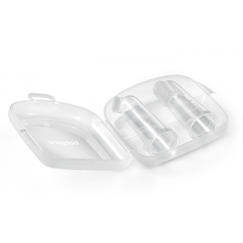 Silikónové zubné kefky pre bábätká na prst, 2ks s boxíkom