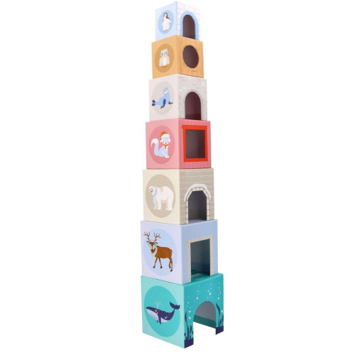 Adam Toys Skladacia pyramída s drevenými zvieratkami, Antarktída