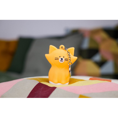 Svietiaca silikónová kľúčenka Mačka - oranžová