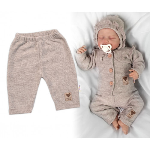 Pletené nohavice Hand Made Girl, Baby Nellys, béžové, veľ. 68