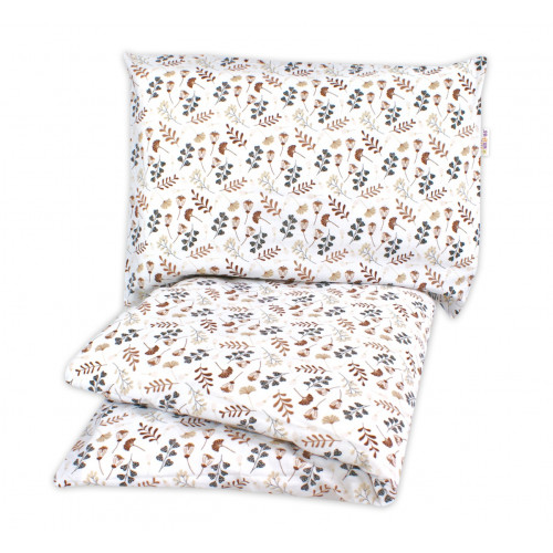 2-dielne bavlnené obliečky - Lúka, Baby Nellys, béžová/hnedá, 140x200/70x90cm