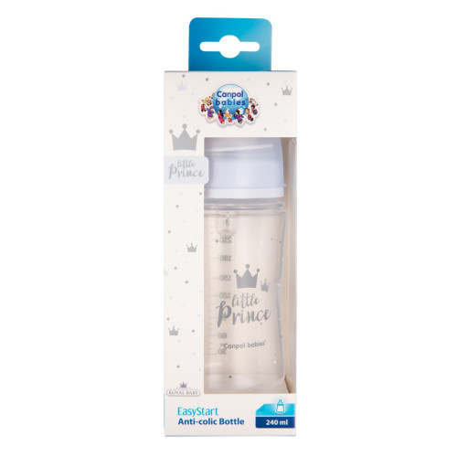 Dojenčenská fľaša 240 ml, ROYAL BABY  Little Prince antikoliková, modrá
