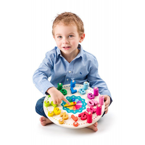 Woody Náučné drevené hodiny - dúhové farby