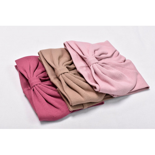 Baby Nellys Dojčenské rebrované legíny s mašľou - béžové