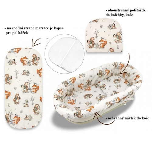 3D sada do koša, kočíka - bavlna, Friends time - latte