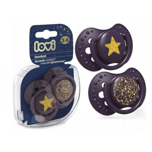 Lovi Silikónové dynamické cumlíky 3-6m, Stardust - fialové