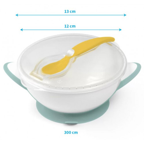 Uzatvárateľná miska s prísavkou a lyžičkou - žltá, mätová