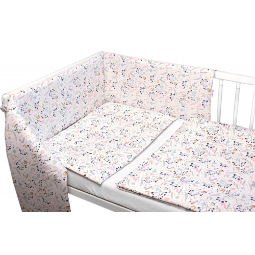 3-dielna sada - mantinel s obliečkami Jarabina - biela, 135x100 cm