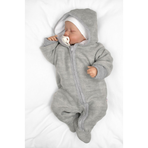 Pletený overal s kapucňou, CUTE - sivá