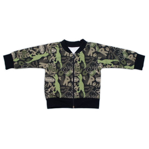 Štýlová bavlnená tepláková súprava G-baby, Dino - khaki/čierna