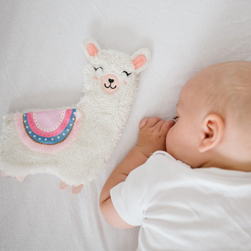 Plyšová hračka/prítulníček, šuštiaca LAMA LULU, krémová/ružová