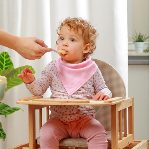 Detský podbradník/šatka 2D sada BabyOno Listy, ružová/biela