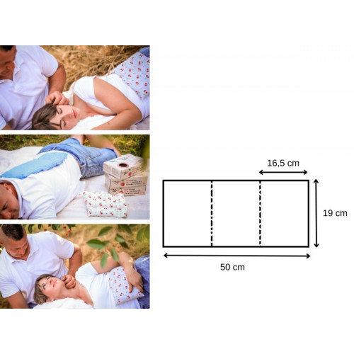 Trojkomorový nahrievací pás s čerešňovými kôstkami, termofor - Cherry life, ecru