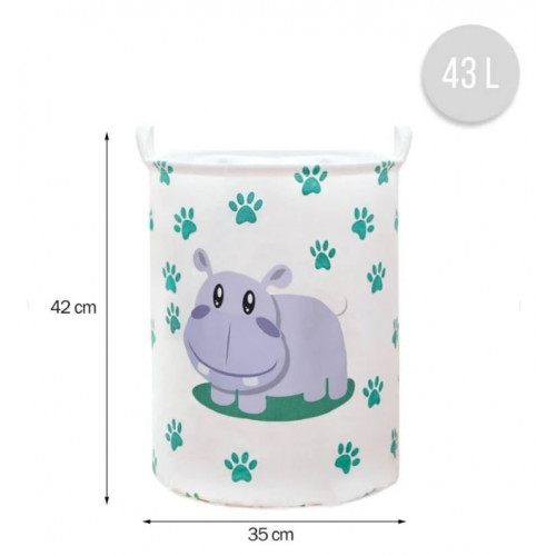 Kôš na hračky, uzatvárateľný, Hipo Paws - ecru, 43 L
