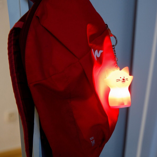 Svietiaca silikónová kľúčenka Mačka - oranžová