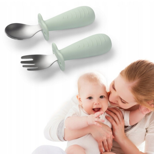 Detské príbory z nerezovej ocele - mätové