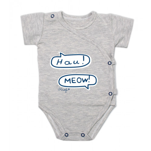 2-dielna sada body zap. bokom +polodupačky Psík a Mačička Mrofi, sivá/modrá