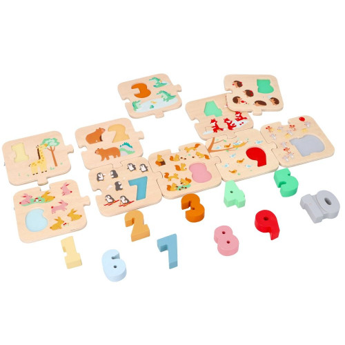 Drevené puzzle so zvieratkami - učenie sa počítať