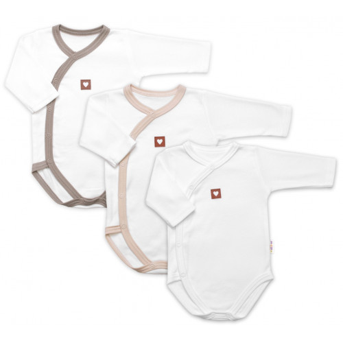 Rastúca výhodná sada, 3x Body pre bábätko Nature - béžová/taupe/biela, veľ. 62/68