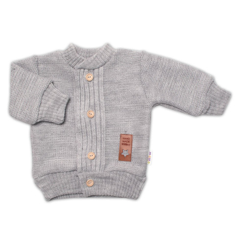 5-dielna pletená sada Baby Nellys, Boy, body, nohavice, sveter, čiapka, motýlik - šedá,68