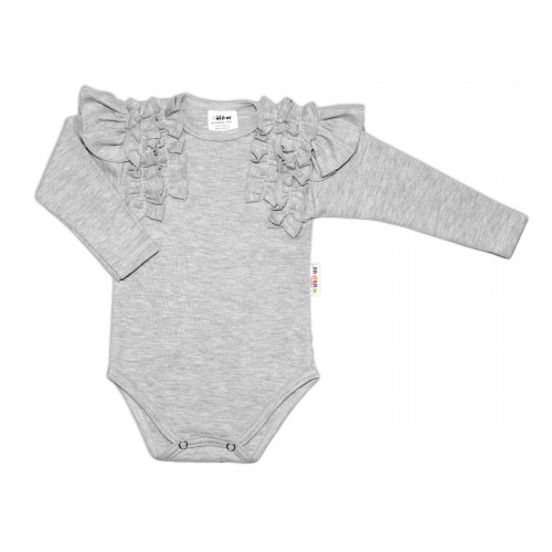 BABY NELLYS 2 dielna súprava, body dl.rukáv + suknička s krajkou a volánikmi