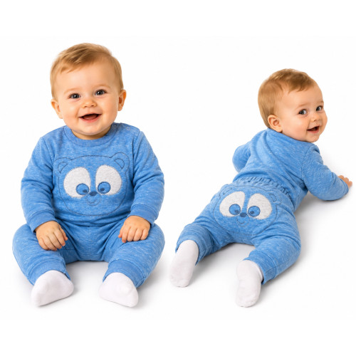 Tepláková súprava Baby Nellys - 
MEDVEDÍK - modrý  melír, veľ. 86