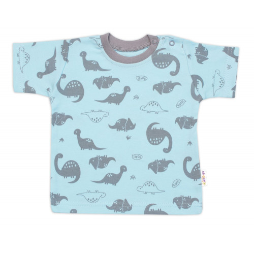Tričko, krátky rukáv + kraťasky, 2D, Baby Nellys, Dino, bavlna, modrá/sivá