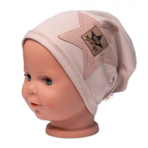 Detská čiapka bavlna, Baby Star, Baby Nellys, béžová, veľ. 92/98