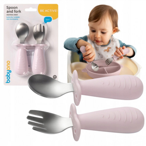 Detské príbory z nerezovej ocele - růžové