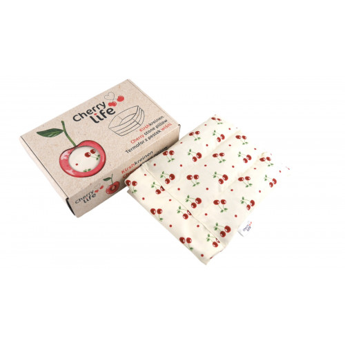 Bedrový nahrievací pás s čerešňovými kôstkami, termofor -  Cherry life, ecru