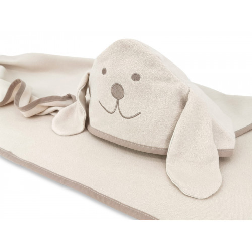 Bambusová osuška s kapucňou Psíček, 100x100 cm, béžová