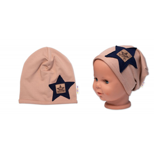 Detská čiapka bavlna, Baby Star, Baby Nellys, cappuccino, veľ. 92/98