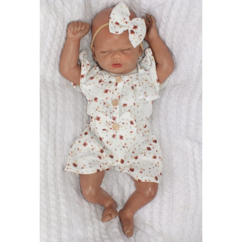 Body s nohavičkami kr. rukáv + čelenka, mušelín, 2D sada, Z&Z, biela, veľ. 80